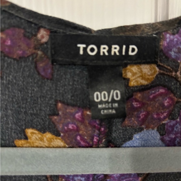 Torrid Black Kimono with Purple and Gold Floral Design - Picture 2 of 15